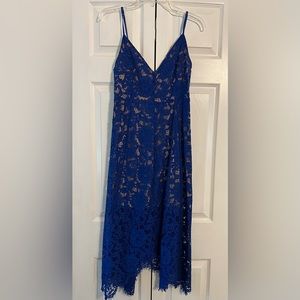 Royal blue lace overlay dress